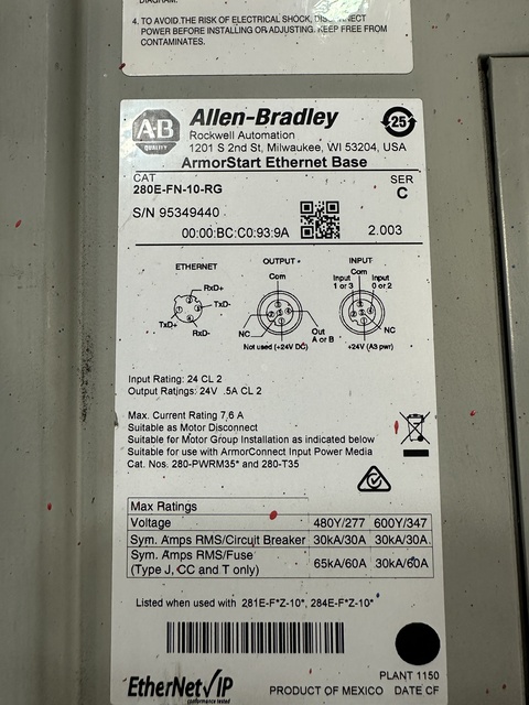 Allen-Bradley bradley 280e-fn-10-rg w/ 284e-fvd2p3z-10-rrg-sbg-db1-emi used armor start - Image 3