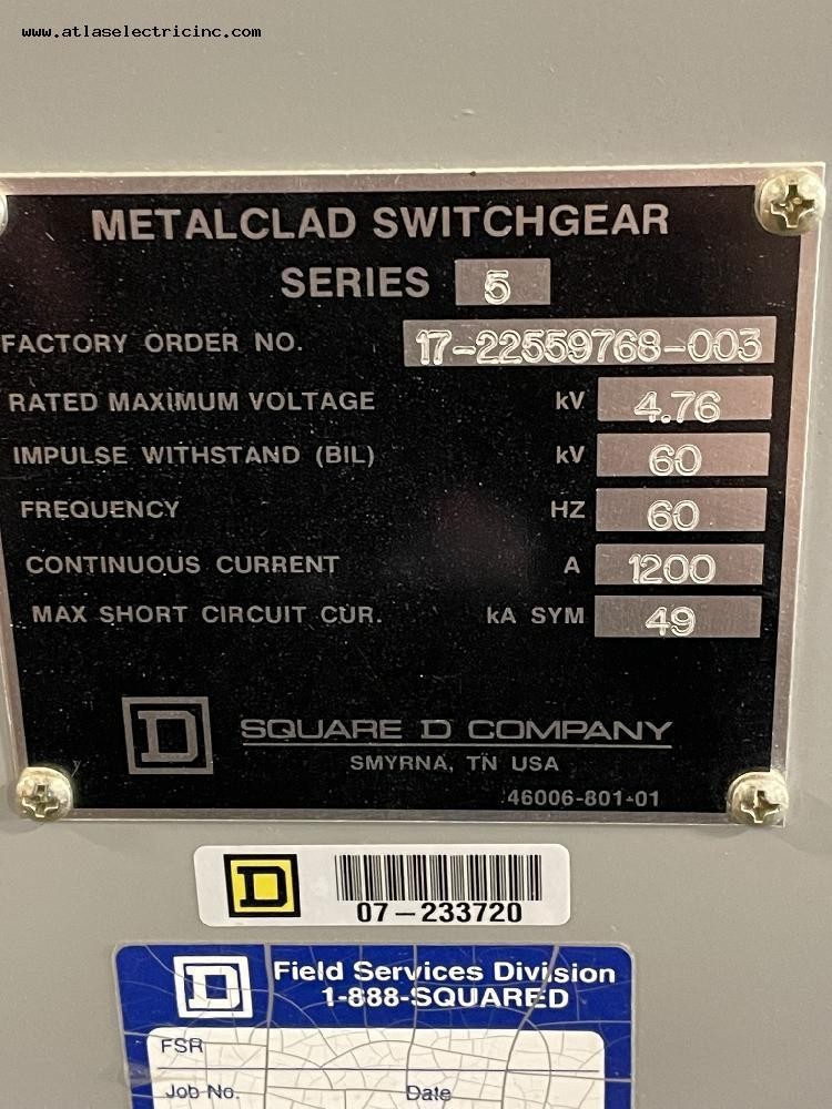 Square D #Masterclad, 5 KV 1200 Amp Switchgear - Image 10