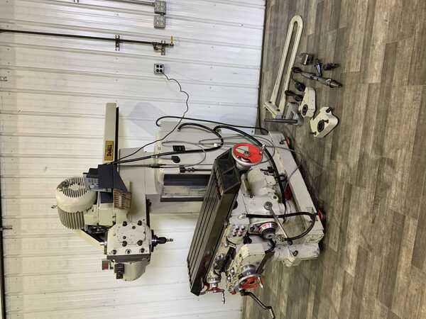 DoAll #FU-205, vertical/horizontal mill, 53-3/4" x 12" table, 2"-22" throat, Heidenhain 2-Axis digital read - Image 1