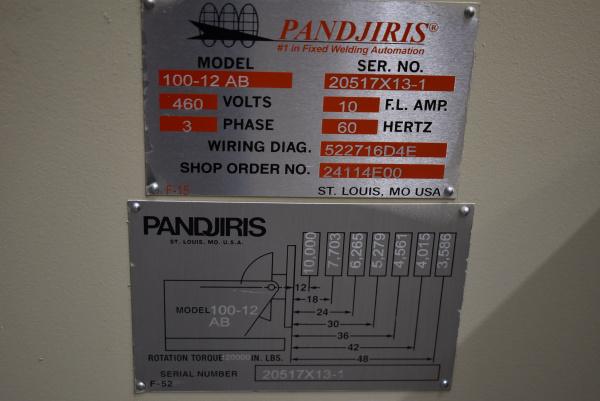 10000 lb. Pandjiris #100-12 AB, welding positioners, 12" COG, 54" x 54" table, variable speed rotation - Image 6