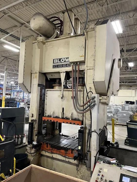 400 Ton, Blow #SC2-400-60-42, straight side double crank, 14" stroke, 24" Shut Height, 14" adj., 60" x42" - Image 1