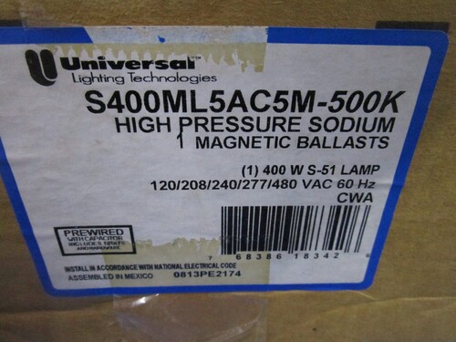 Universal Lighting S400ML5AC5M-500K 400W 120-480 VAC High Pressure Sodium Mag, new in box - Image 3