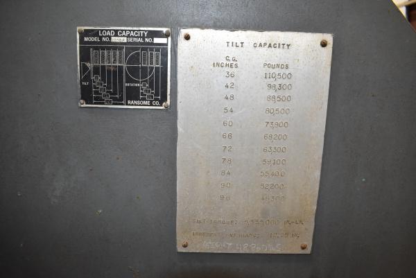 220000 lb. Ransome #2200P, welding positioners, 12" COG, 120" x 120" table, variable speed rotation, hand - Image 7