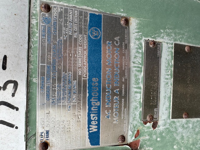 250 HP 1183 RPM Westinghouse, Frame 5008L, induction motor, 33.14 amps, 4000 Volts - Image 2