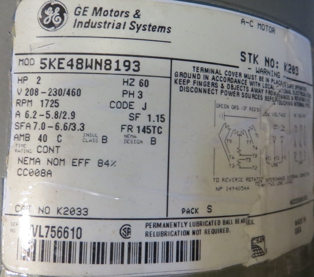 250 HP 1790 RPM General Electric, adjustable speed, 460 Volts - Image 7