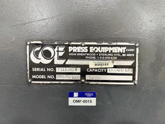 15000 lb. Coe Press Equipment #CPR-PO-15024/CPPS-350, coil reel with powered straightener, 24" wide - Image 4