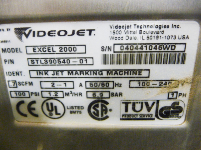 Videojet #Excel2000, Ink Jet Printer, 200-240 V - Image 3