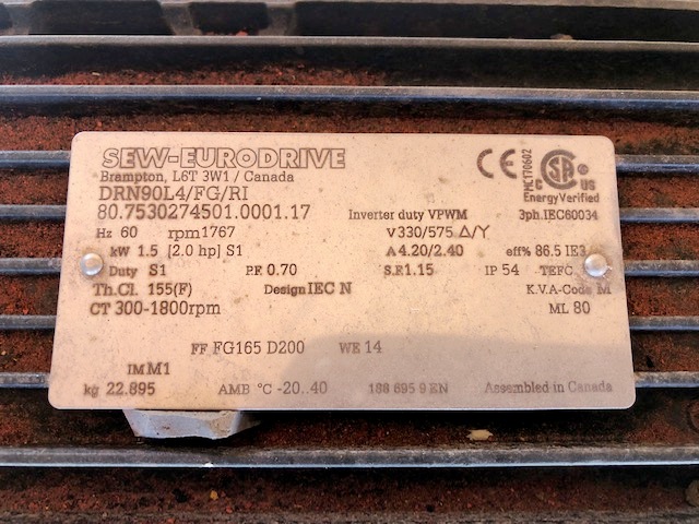 30" wide x 12' long, MTI, Cooling Belt, 2 HP, 330/575 V - Image 4