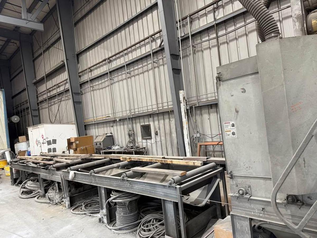 L S Industries, structural roll conveyor blast machine, (4) 15 HP wheels, dust collection system, 1999 - Image 2