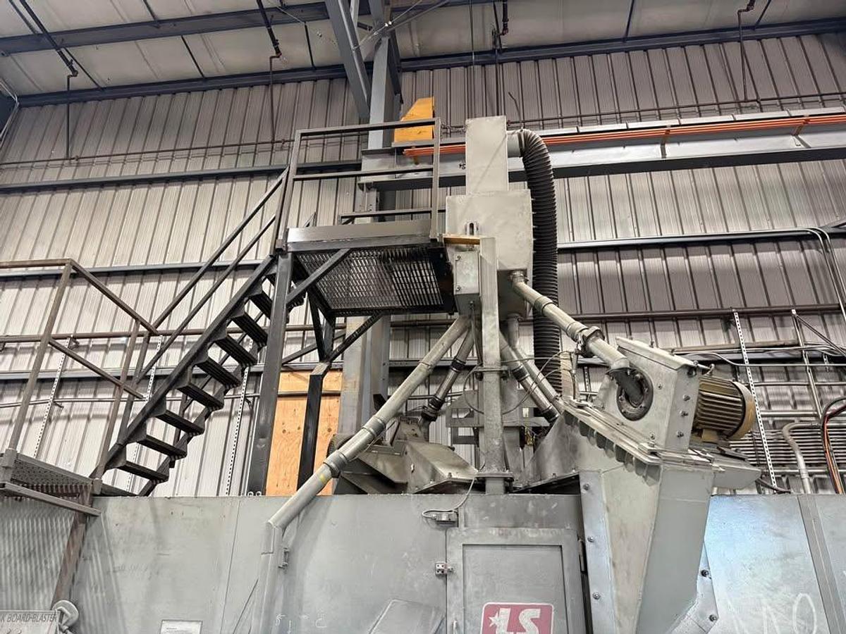 L S Industries, structural roll conveyor blast machine, (4) 15 HP wheels, dust collection system, 1999 - Image 3