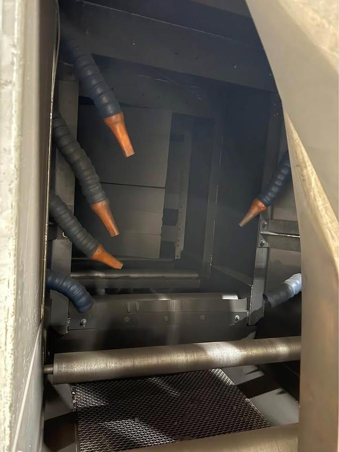 L S Industries, structural roll conveyor blast machine, (4) 15 HP wheels, dust collection system, 1999 - Image 5