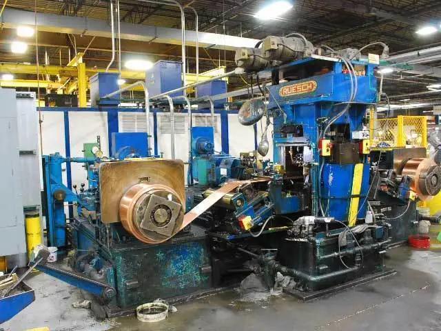2.5" x 8" x 10" Ruesch, 4 High Rolling Mill, reversing, 200-400 FPM, coil 16" ID & 40" outside dimension, 75 - Image 1