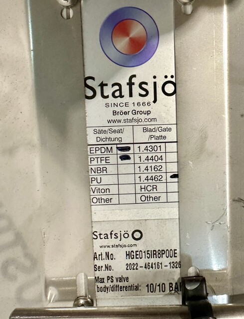 6" Stafsjo, Stainless pneumatic knife gate, red position indicator, unused, 2021 - Image 8