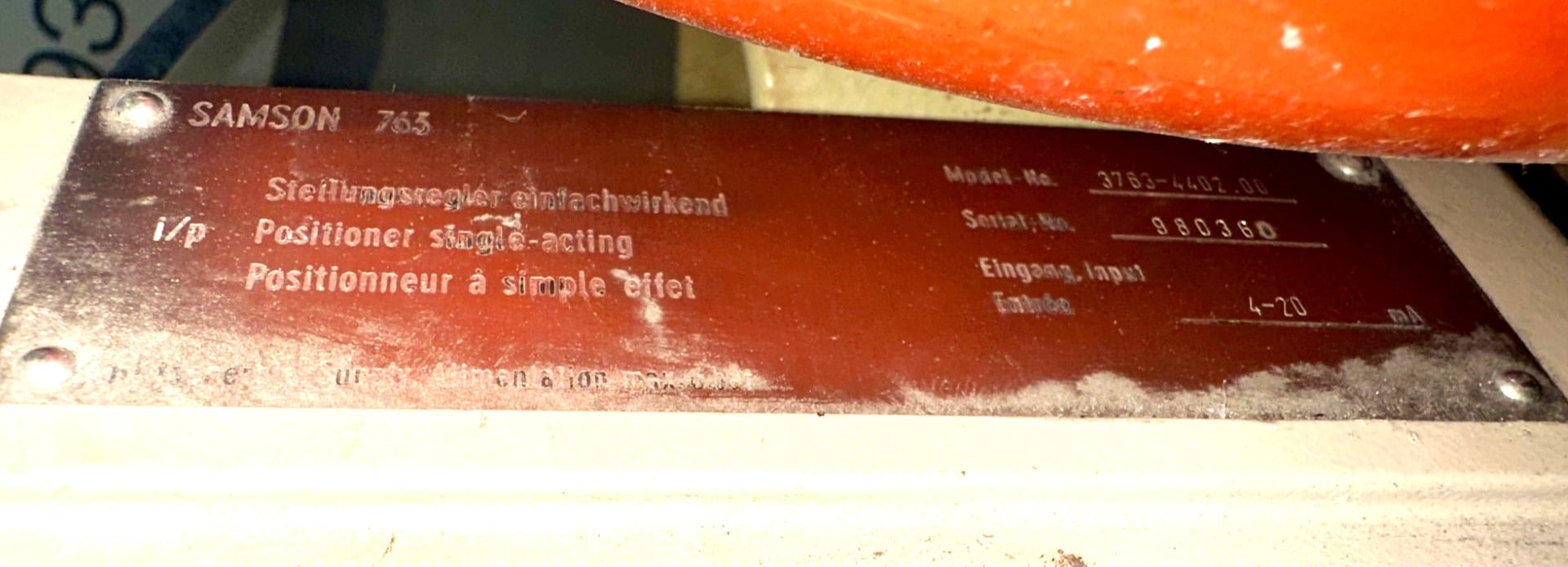 1-1/2" Fisher Controls #54-24588, 7-15 psi bench, Samson 765 positioner - Image 2