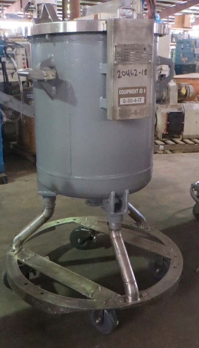 50 gallon DeDietrich, Glass Lined Tank, Vertical, 100 psi/FV @ 500°F Internal, No Jacket, on wheels - Image 1
