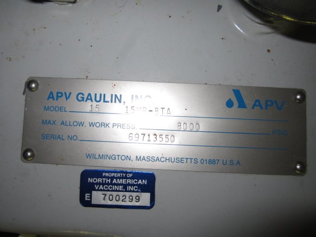 APV #15MR-8TA, Homogenizer, 15 GPH, 3 HP, 208-230-460 V - Image 3
