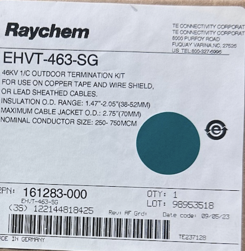 Outdoor shielded termination kit, Raychem EHVT463SG, 46kV, heatshrink, for 250750kcmil cables, 2023 - Image 2