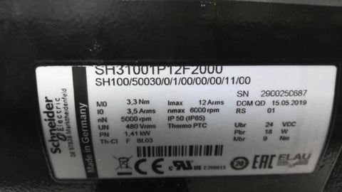 1.41 KW Schneider #SH31001P12F2000, Servo motor, 6000 RPM, 24 VDC - Image 4