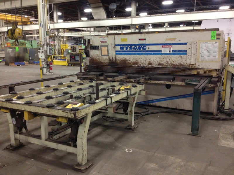 1/2" x 12' Wysong #H5012, hydraulic, powered feed table, PC1000 digital front operated back gauge, 1995, #6615 - Image 2