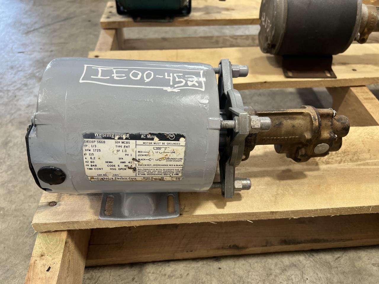 Westinghouse #MC85, fuel transfer pump with motor AC for fuel or oil - Image 1