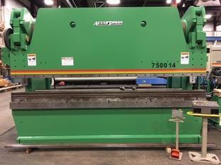 500 Ton, Accurpress #7500-14, hydraulic down-acting press brake, 14' overall, 146" between housing, 10" - Image 1