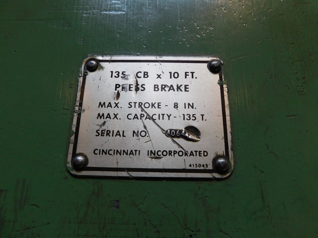 135 Ton, Cincinnati #135CBx10, press brake, Automec CNC150 2-Axis Control, 12' overall, 126" between housing - Image 3