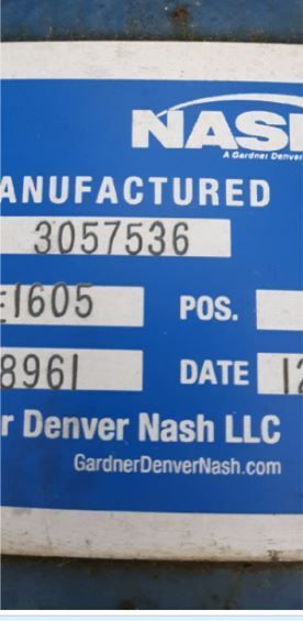 8000 CFM, Nash #2BE1605, Vacuum Pump, Rebuilt 2013 - Image 2