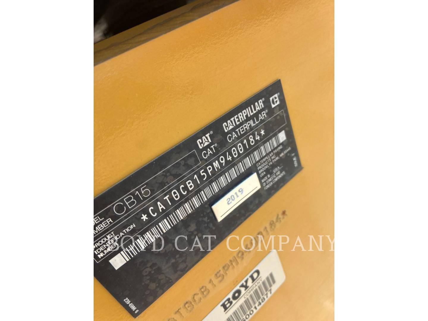 Caterpillar CB15, Twin Drum Roller, 2863 hours, S/N: M9400184, 2019 - Image 6
