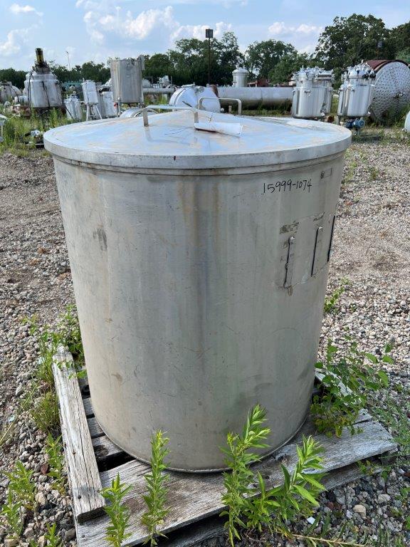 205 gallon Stainless Steel Tank, Vertical, 38" diameter x 42" Straight Side, Removable Cone Lid, Flat Bottom - Image 2