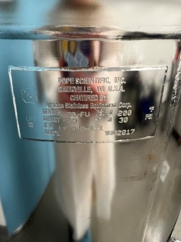 25 gallon Pope Scientific, Inc., Stainless Steel Pressure Vessel, 30/FV @ 200°F, On Wheels, 2017 - Image 2