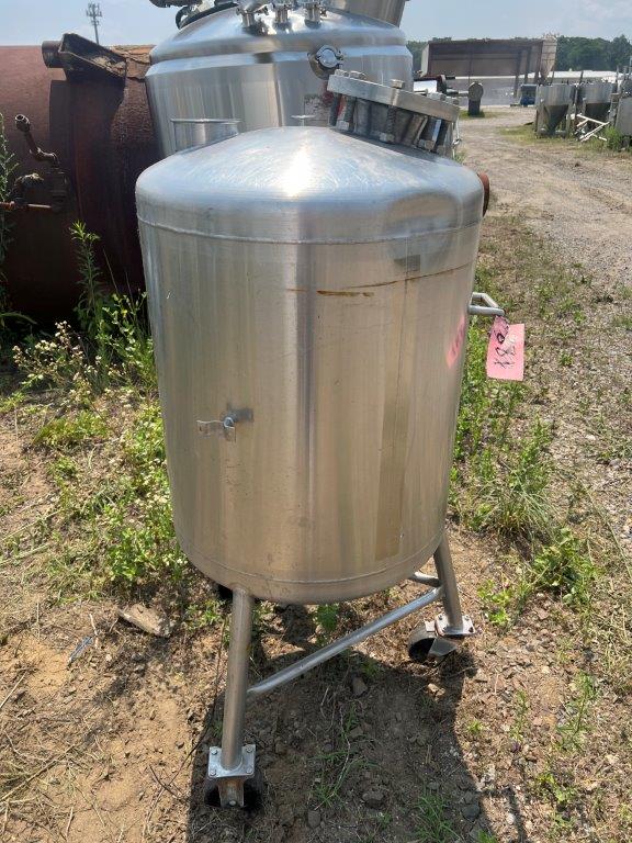 46 gallon Stainless Steel Portable Tank, Vertical, 24" diameter x 24" Straight Side, Dish Top and Bottom - Image 2