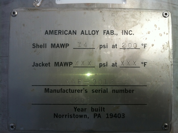 50 gallon American Alloy, Stainless Steel Mix Tank, 24" diameter x 24" Straight Side, 1 HP Lightnin Agitator - Image 3
