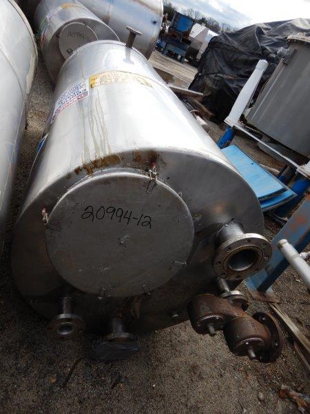 500 gallon Stainless Steel Vertical Tank, 43" Diameter x 86" Straight Side, Dish Top and Bottom - Image 5
