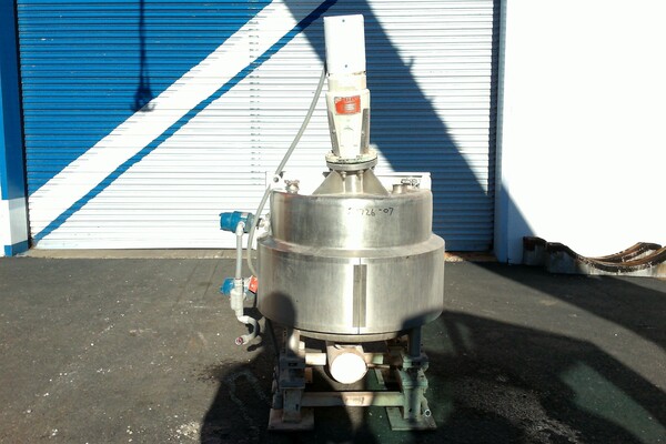 75 gallon Stainless Steel Mix Tank, 32" diameter x 22" Straight Side, Flat Top, Dish Bottom, 0.75 HP - Image 1
