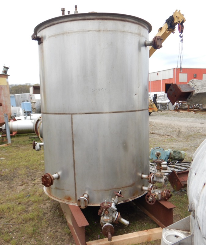 750 gallon Stainless Steel Vertical Tank, 54" diameter x 7' Straight Side, Cone Top, Flat Bottom - Image 2