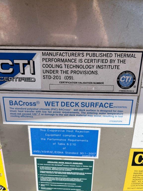 458 Ton, Baltimore Air Cooling #3473C-MM-Series 3000, Stainless Steel Cooling Tower, Single Cell Units, 10.9' - Image 10