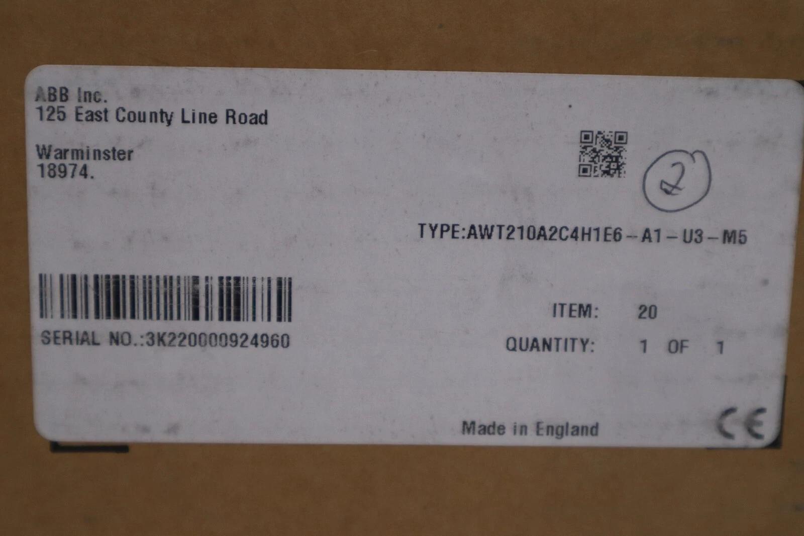 Abb awt210 awt210a2c4h1e6-a1-u3-m5 / awt200062 2 wire transmitter control #g149a - Image 3