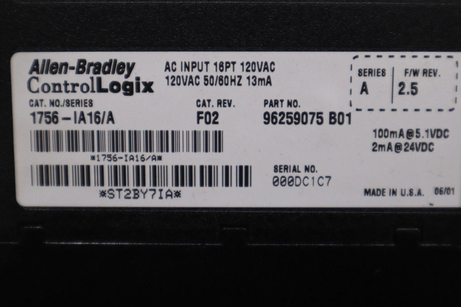 Allen-Bradley Bradley 1756-IA16/A PLC Processor Module AB STOCK K-112-D - Image 3