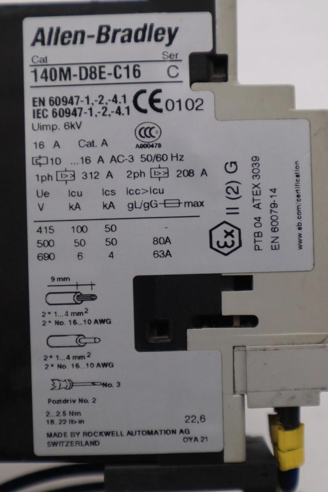 Allen-Bradley bradley 140m-d8e-c25 circuit breaker with 100-c23*10 contactor stock 718-a - Image 2