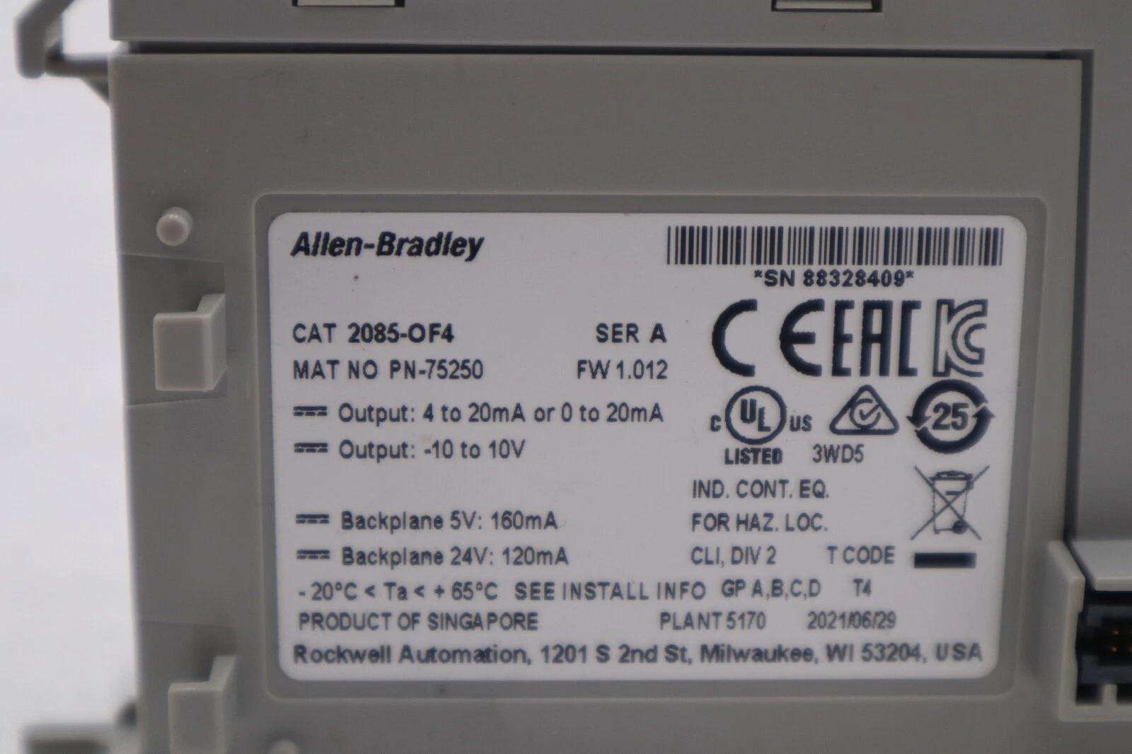 NEW Allen-Bradley 2085-OF4 Ser A Micro800 4 Analog Output Module STOCK K-2771 - Image 2