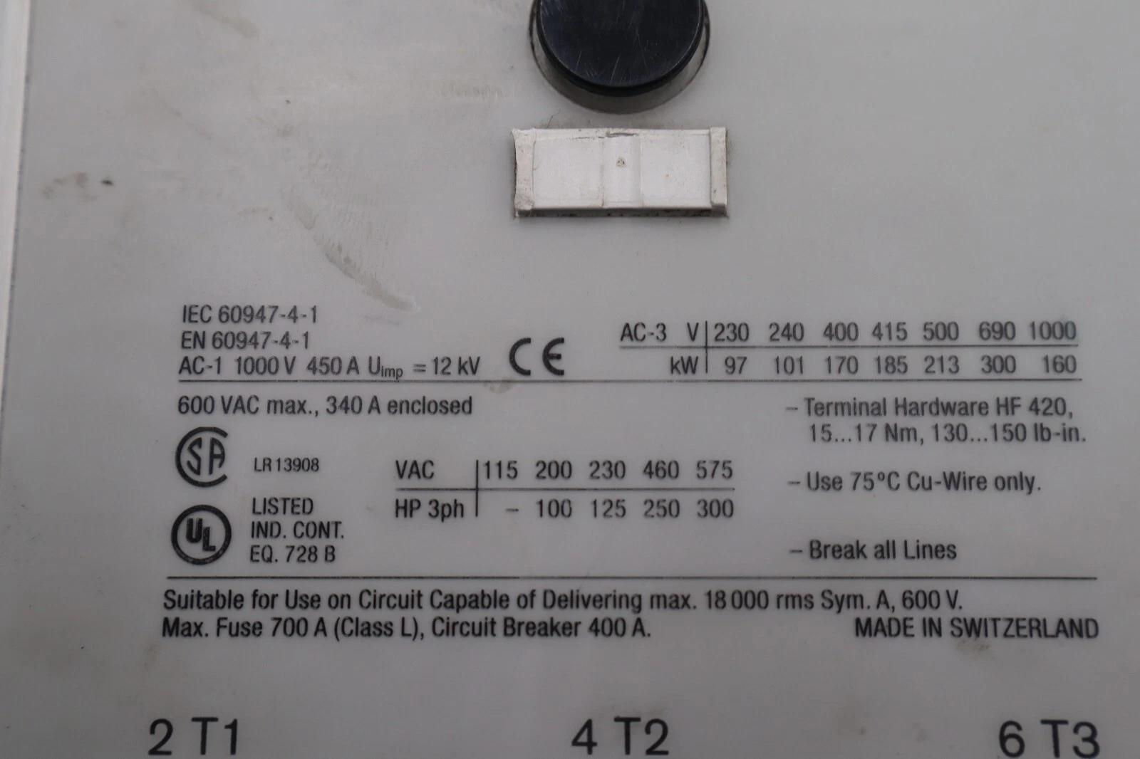 Allen-bradley 100-d300 contactor 600 vac max stock l-715 - Image 2
