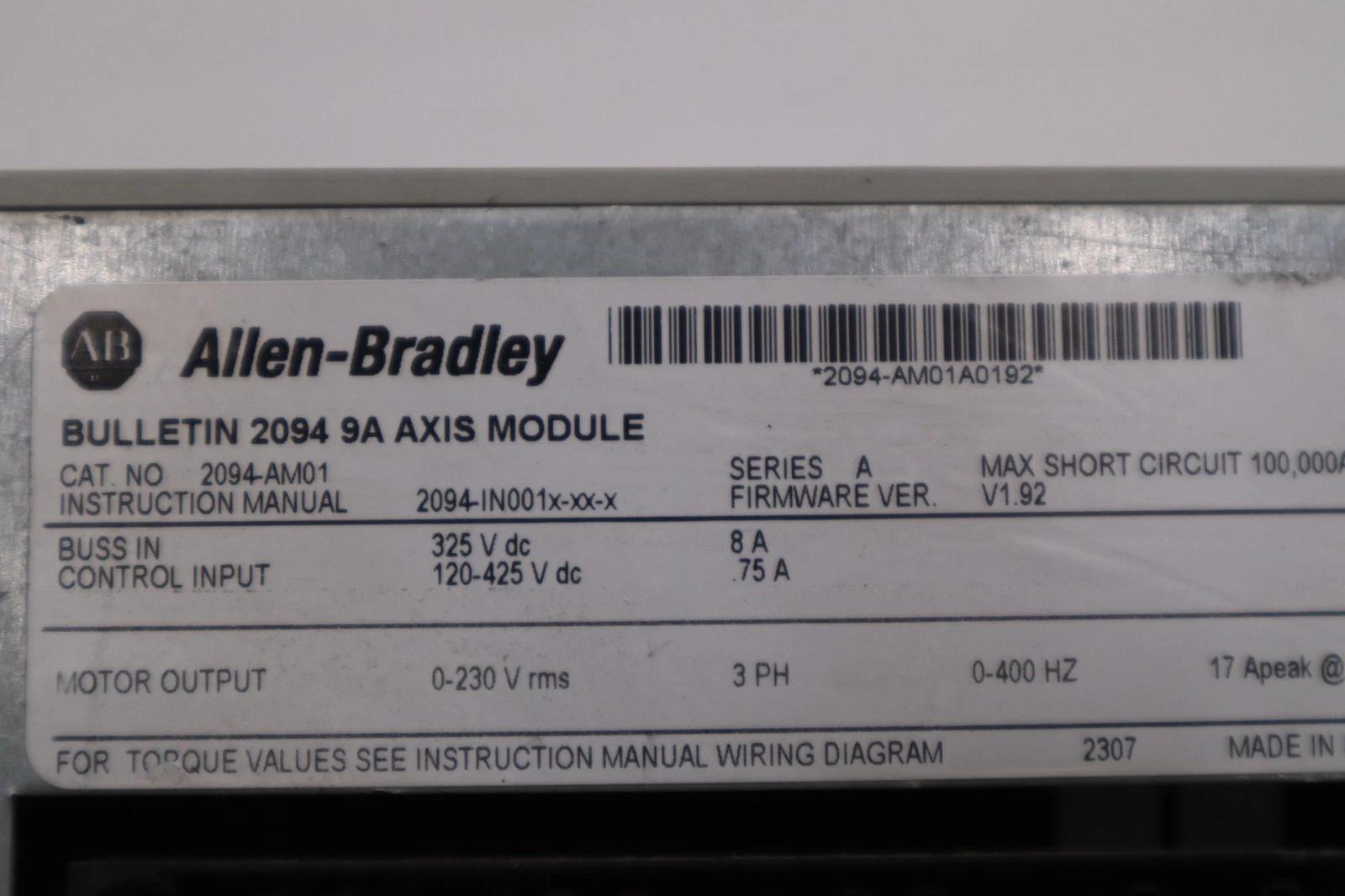 Allen-Bradley #2094-AM01, servo drive stock h1602 - Image 2