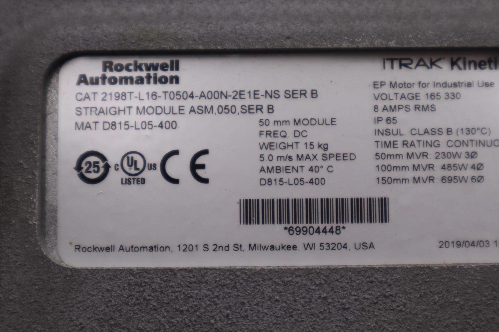 Allen-Bradley Bradley iTrak Kinetix # 2198T-L16-T0504-A00N-2E1E-NS Ser. B AB STOCK 4981 - Image 5