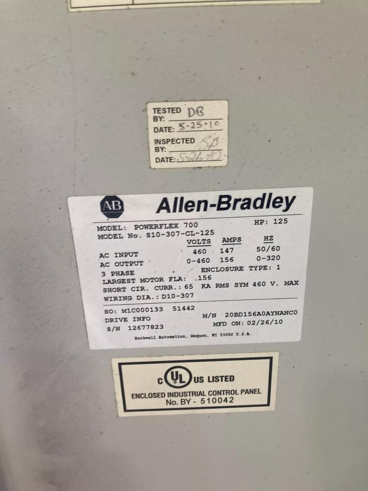 ELECTRICAL ENCLOSURE WITH 20BD156A0AYNANC0 Allen-Bradley Bradley 125HP Powerflex 700 - Image 4