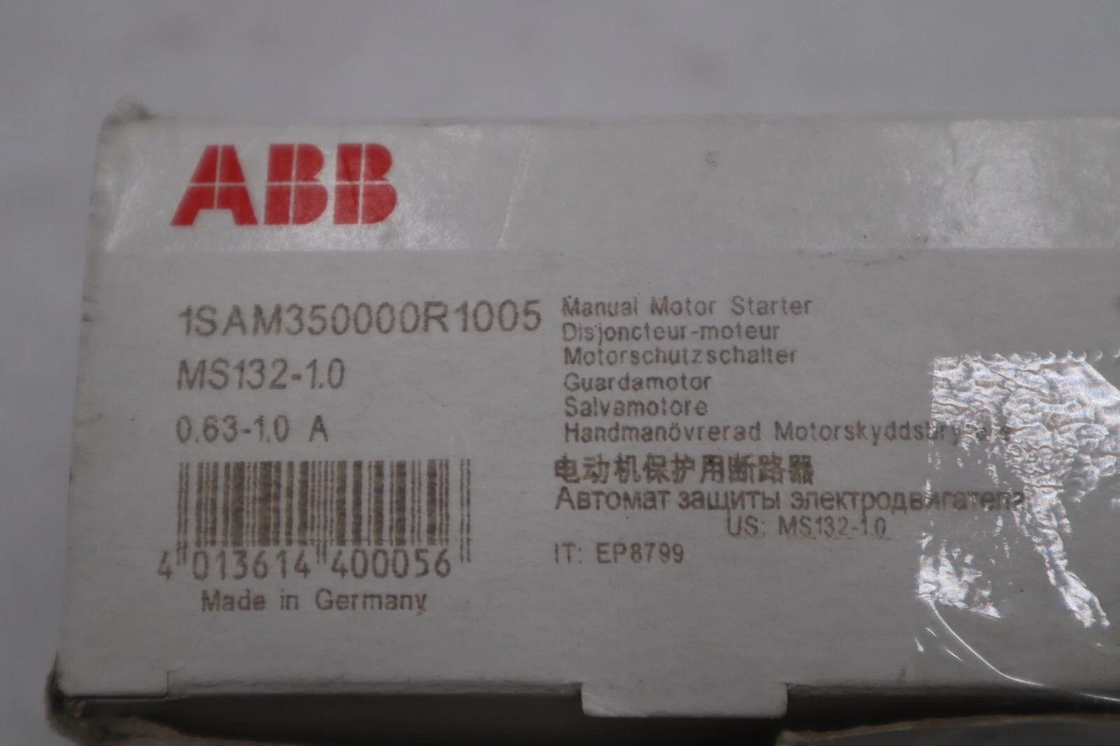 NEW OPEN BOX ABB MS132-1.0 - 1SAM350000R1005 - Manual Motor Starter STOCK H80A - Image 2