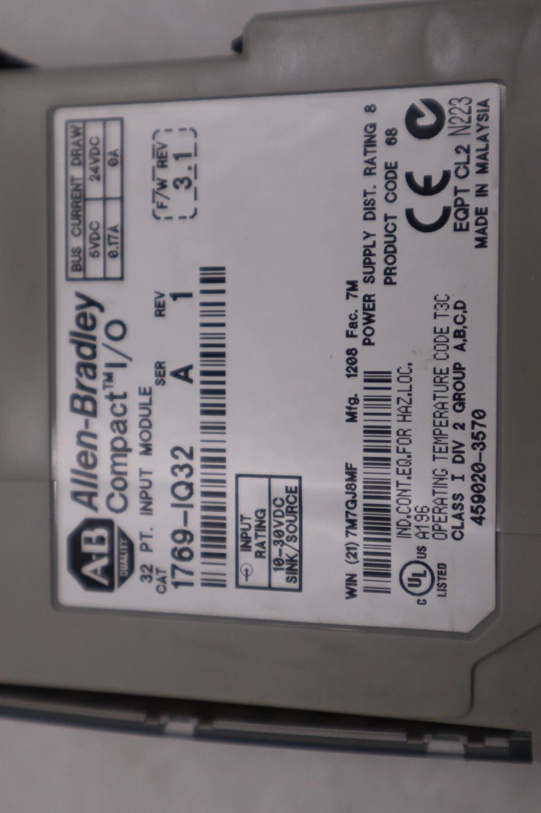 Allen-Bradley 1769-IQ32 SER A F/W 3.1 Compact I/O 32 PT Input Module STOCK K-12C - Image 6