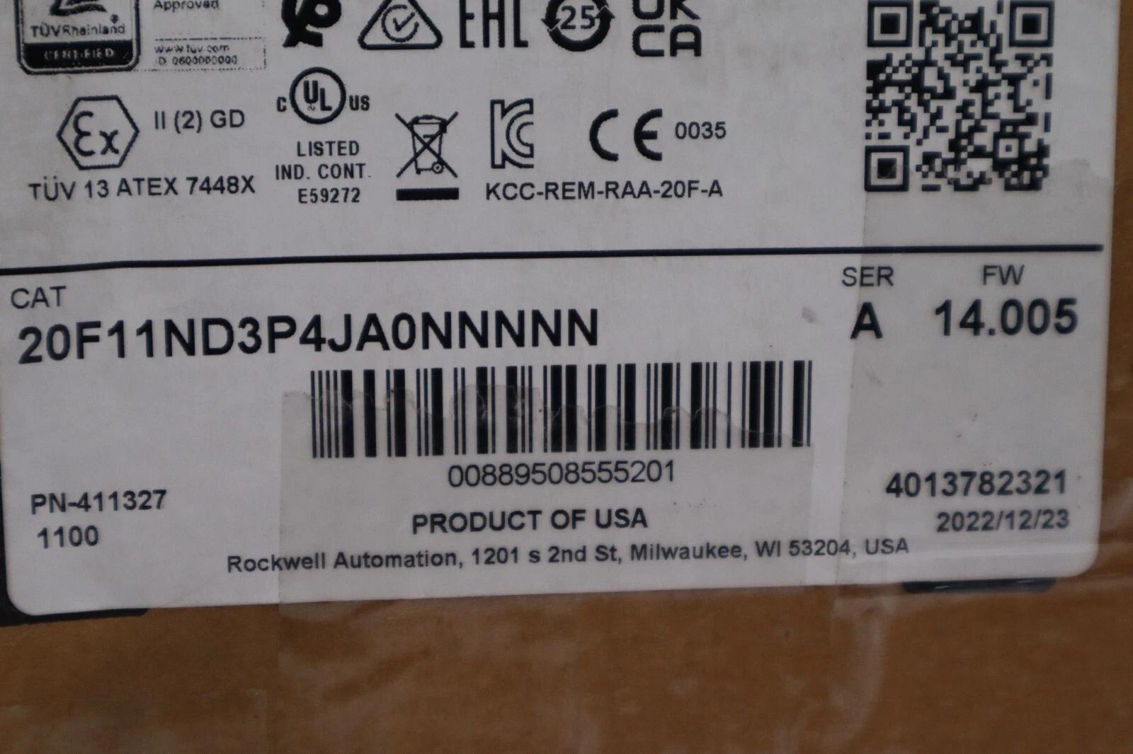 20f11nd3p4ja0nnnnn powerflex 753 2 hp drive vfd new 2022 stock 5696 - Image 2