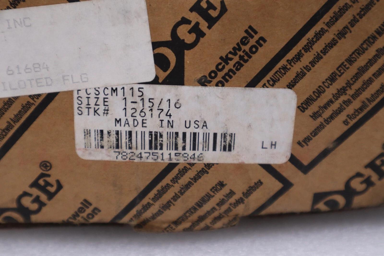 NEW IN BOX Dodge FCSCM115/ FC-SCM-115 Piloted Flange Unit 1-15/16" Bore #H476A - Image 1