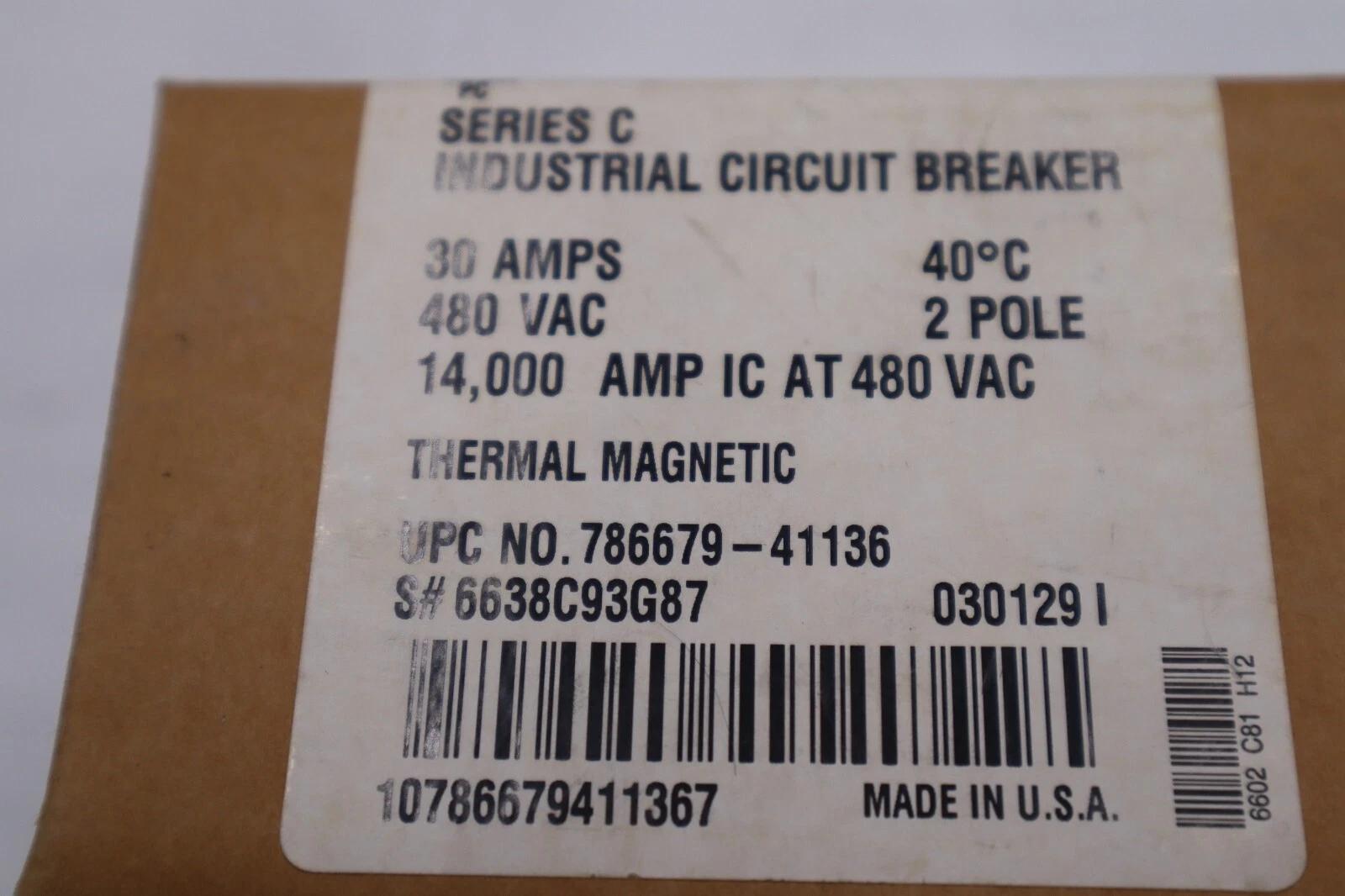 New eaton corporation ehd2030l thermal-magnetic circuit breaker stock l-019-c - Image 2