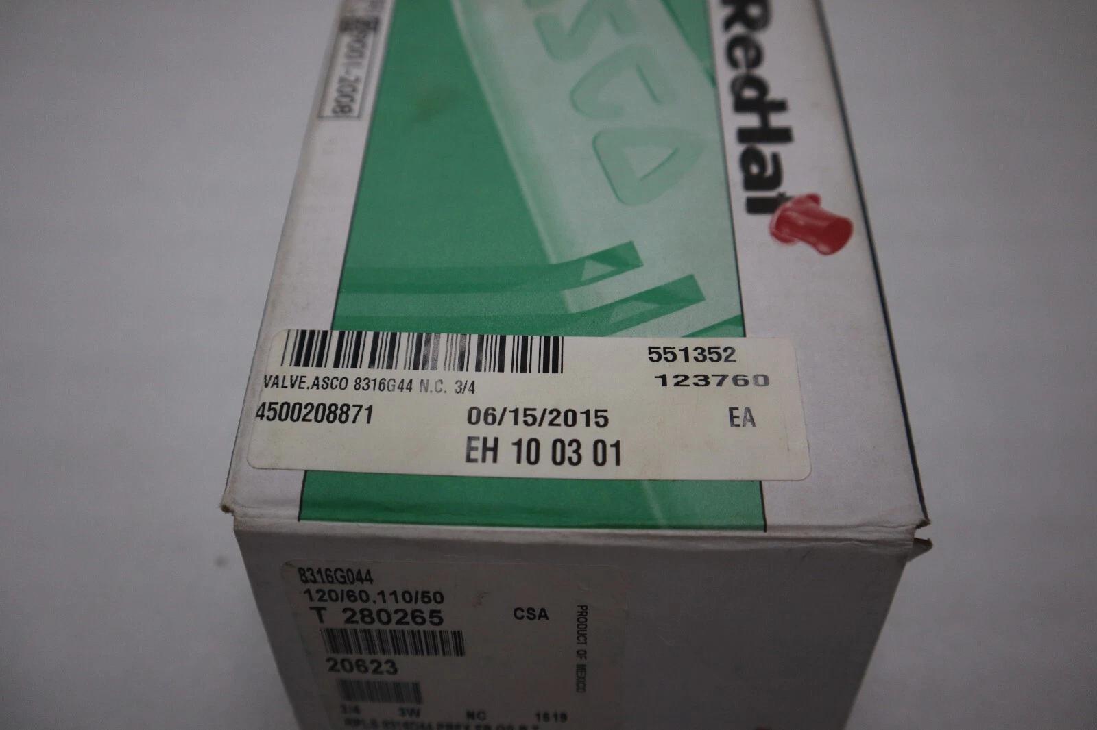 NEW ASCO Red Hat EF8316G044 Solenoid Valve Solenoid 120V 60Hz STOCK G538 - Image 3